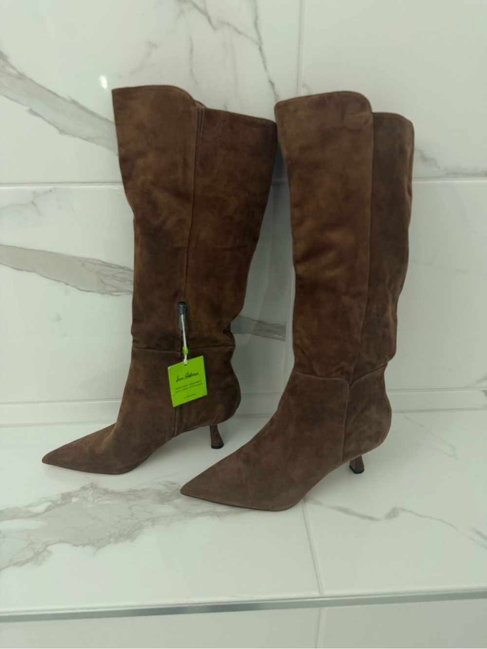 Sam Edelman Brown Suede Pointed-Toe Knee-High Boots